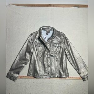 Chico's Shimmering Silver Jean Jacket, size 1